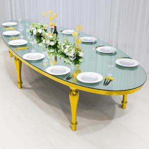 Luxury Oval Mirror Dining Table with Gold Legs