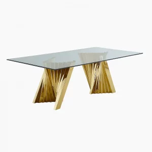 Modern Gold Base Glass Table